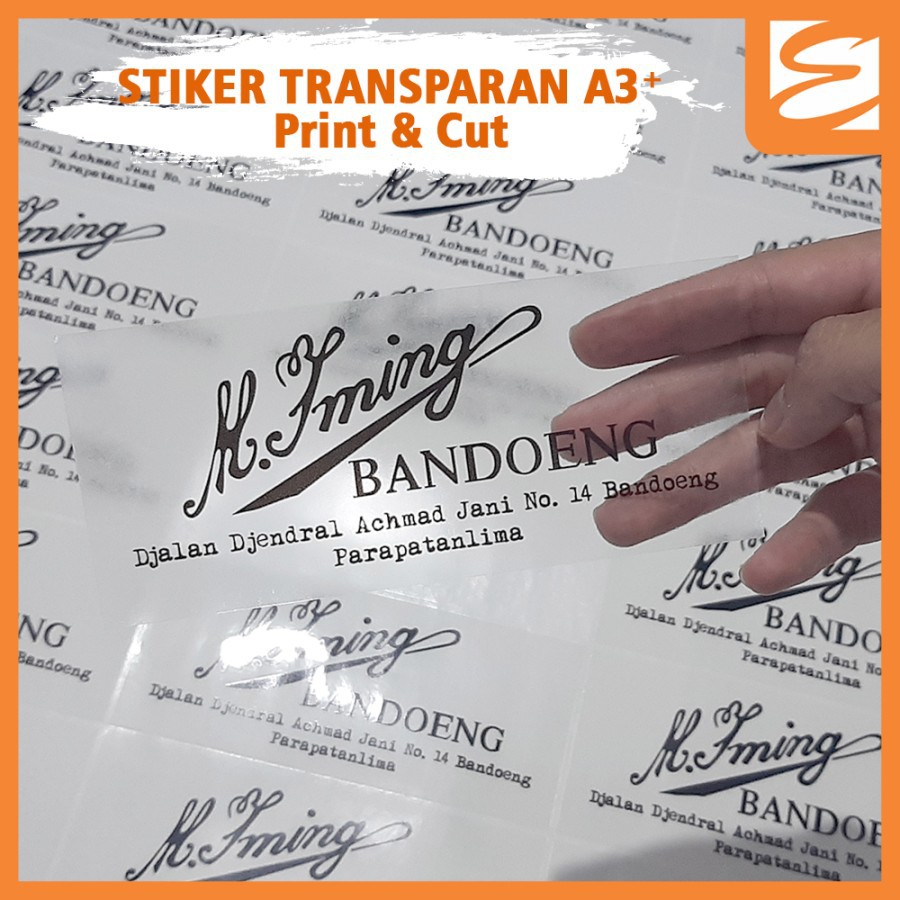 

Sticker Print & Cut A3+ Transparan Cetak Stiker Label Custom