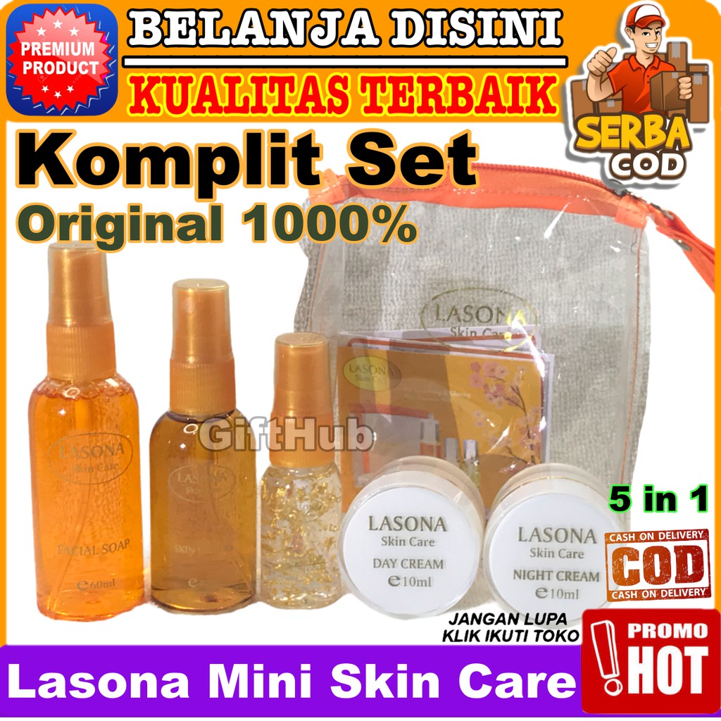 Lasona Mini Skin Care Komplit Set 5 in 1 Original Dijamin Paket Lengkap Set Kecil Travel Size Beauty