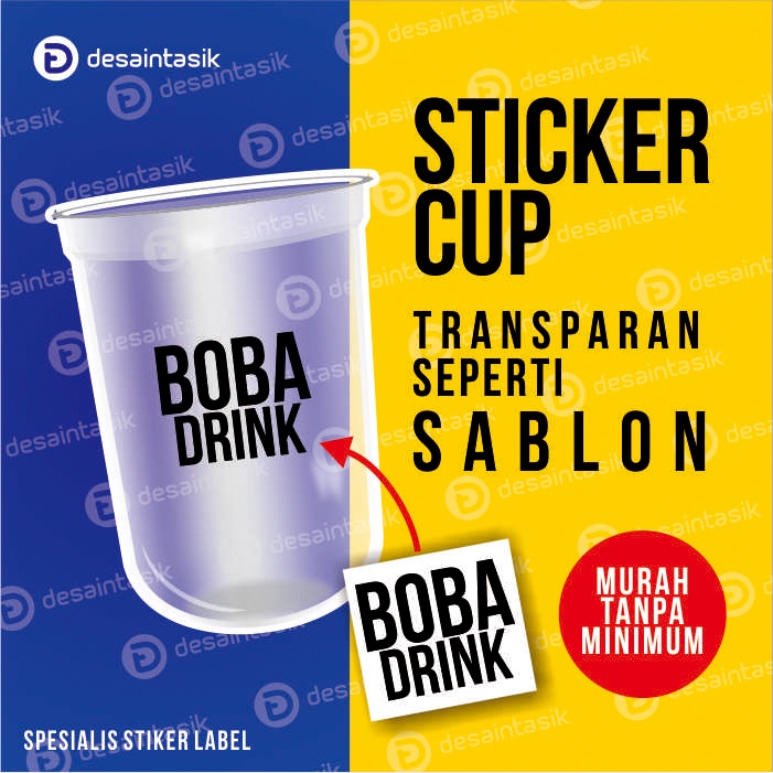 

STIKER TRANSPARAN untuk CUP MINUMAN, BOTOL, TOPLES berkualitas