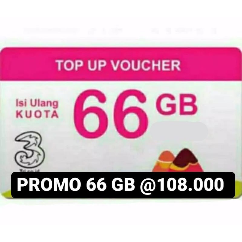 Kuota Tri 66GB 66 GB Voucher Isi Ulang Internet 3 Three 4g