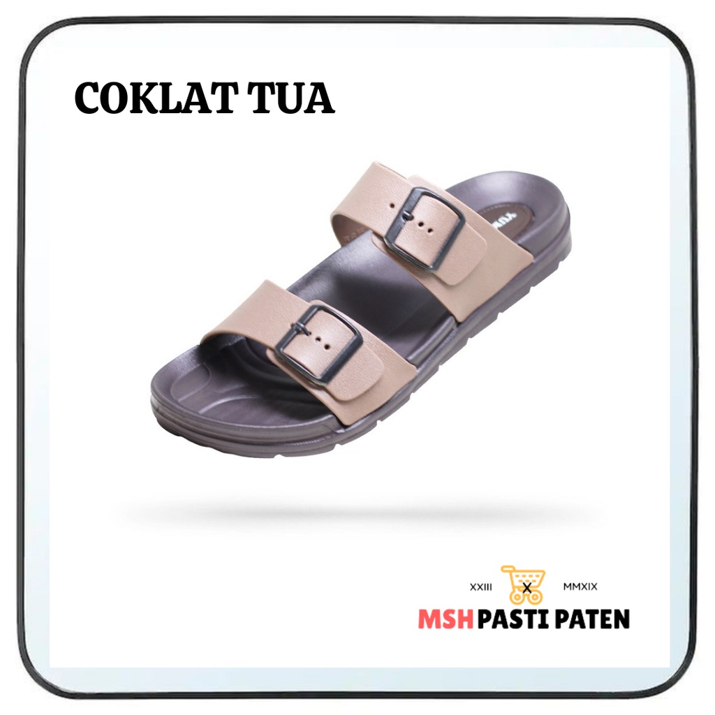 Sandal selop gesper ban 2 bahan karet merk yumeida gt 7122 original size 38-43