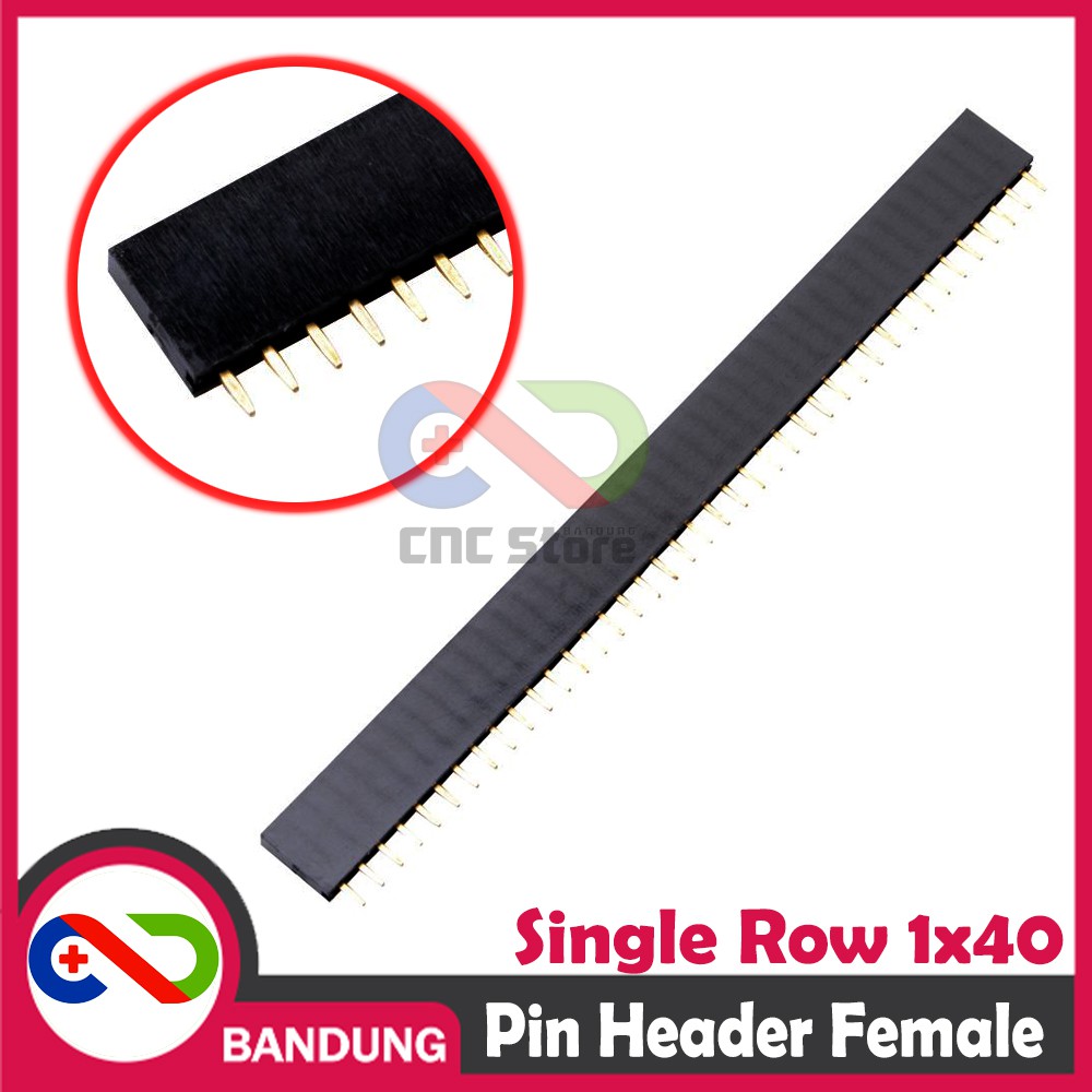 PIN HEADER FEMALE STRIP SINGLE ROW 1X40 2.54MM BLACK HITAM