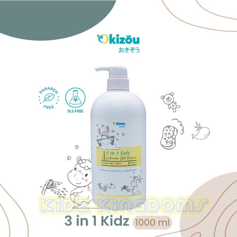 Shampoo 3 in 1 Anak OKIZOU - Shampoo Conditional Body Wash 1000 ml