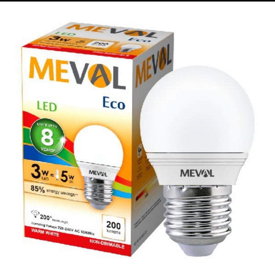 led bulb meval 3w warm white kuning 3 watt