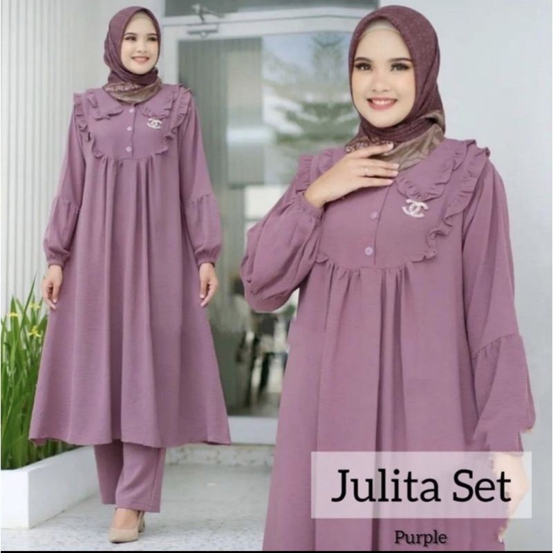 Julita Set/Stelan Long Tunik Cringkle Rempel/Karina Set Cringkle airflow