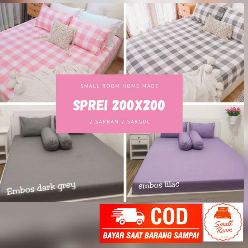 SPREI SET 200X200 SEPREI JUMBO SUPER KING BED WARNA POLOS MOTIF TIMBUL EMBOS MARUN PUTIH BIRU NAVI H