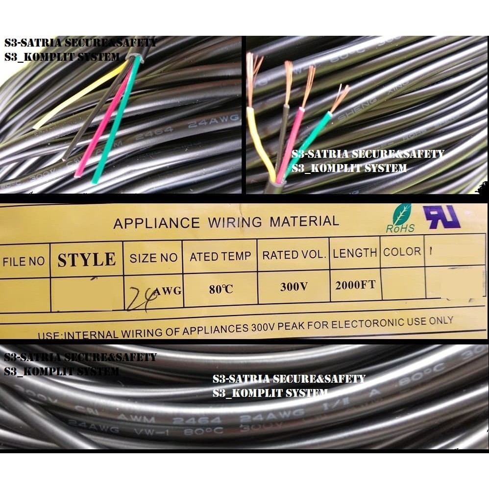 Kabel AWG 24 4 jalur double bungkus Selongsong AWG24 bulat isi 4 warna