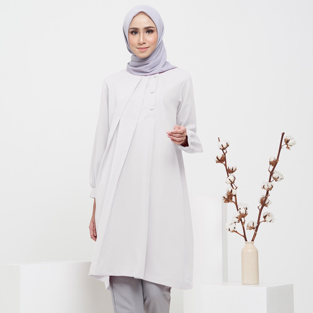 WINAZ Aliya Tunik wanita Atasan wanita Putih Tulang WINAZ Aliya Tunik wanita Atasan wanita Putih Tulang