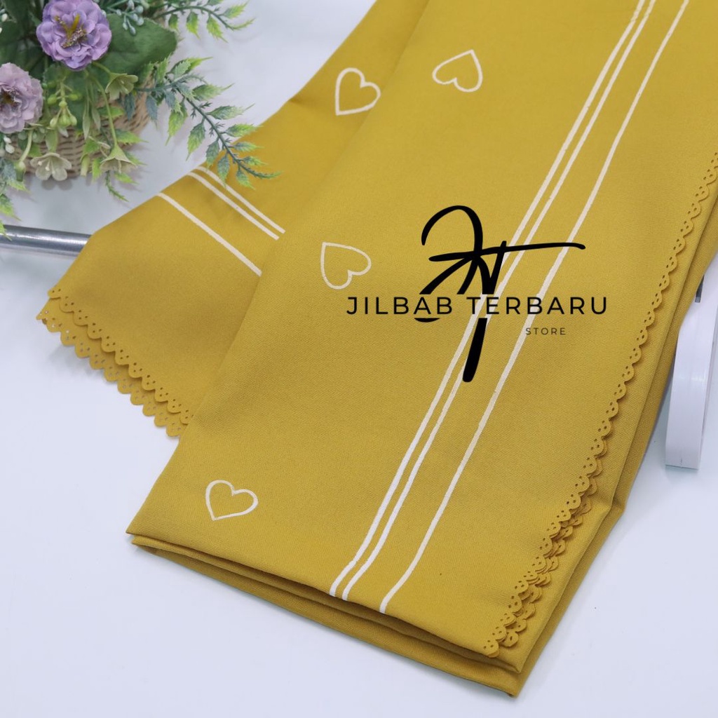 Jilbab Voal Syari Love / Kerudung Segiempat Syari Motif Love / Hijab Syari Segi Empat Bahan Voal Motif Love