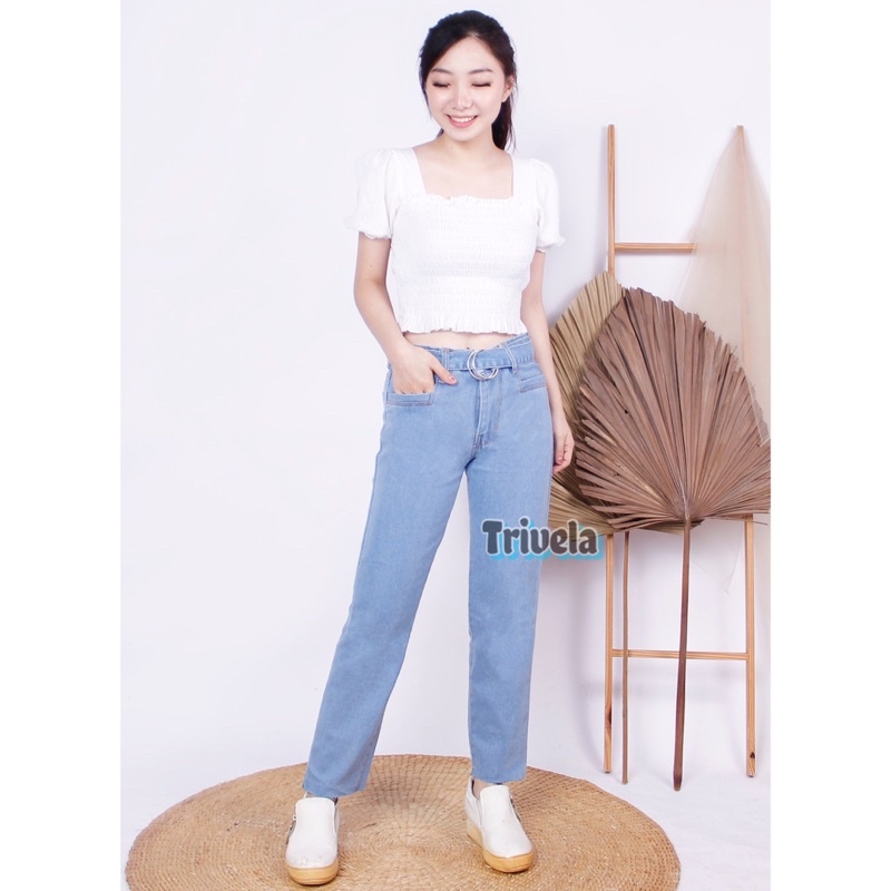 Celana Jeans Boyfriend Clea 001 / Celana Boyfriend Ikat Pinggang