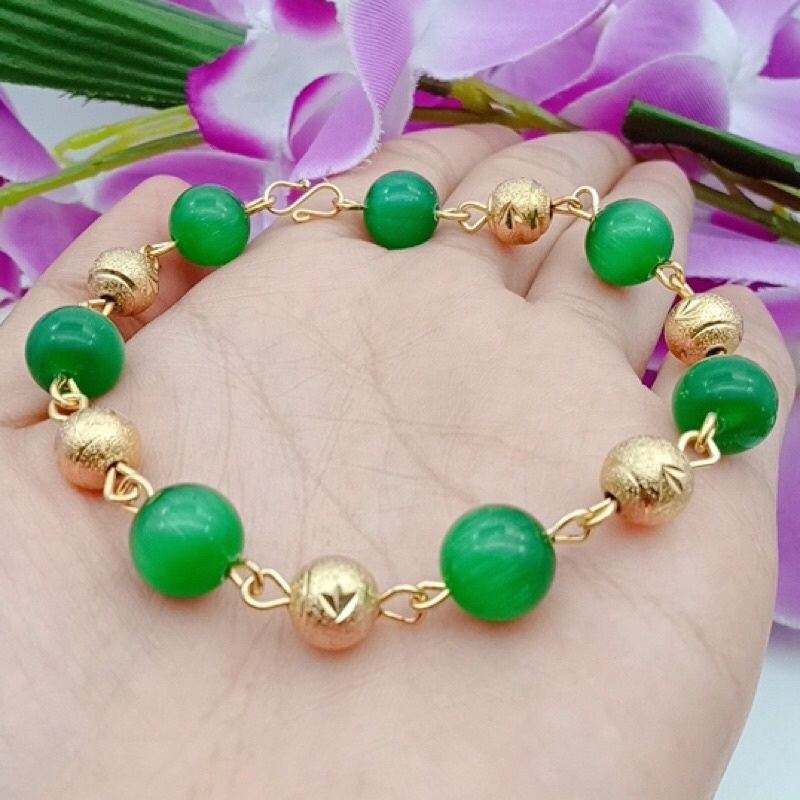 gelang wanita lapis emas permata giok terbaru star+