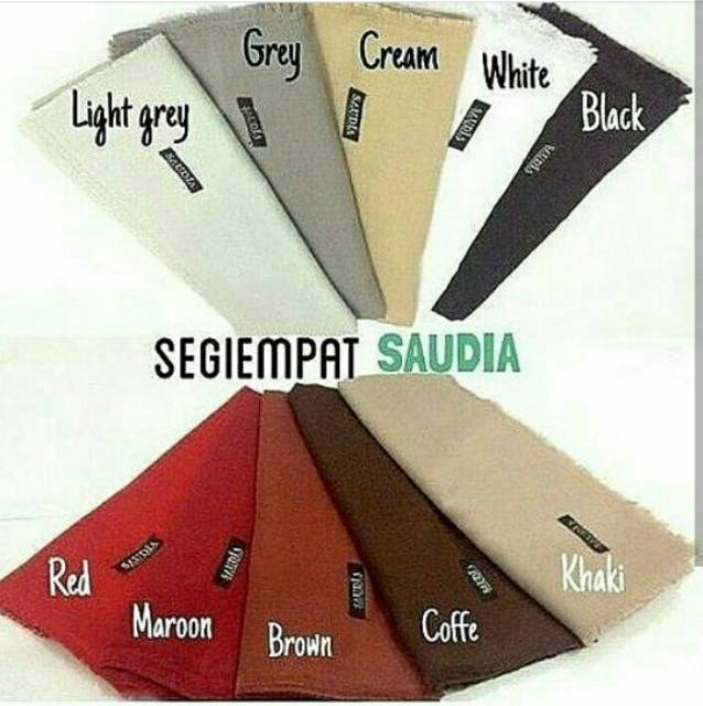 TERMURAH! PROMO! JILBAB SAUDIA RAWIS BAHAN KATUN UKURAN 115X115 CM WARNA LENGKAP KERUDUNG SEGI EMPAT