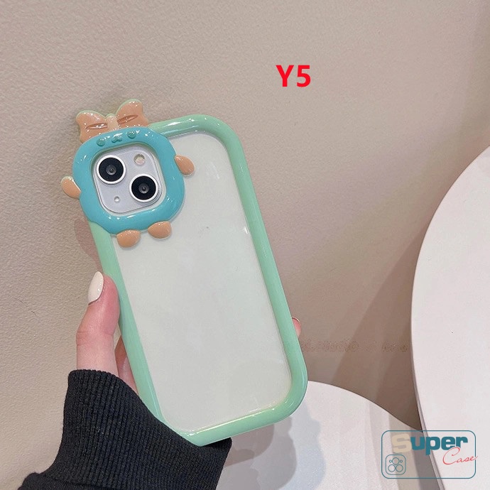 Soft Case TPU Motif Kartun Monster 3D Warna Permen Untuk IPhone XR 11 7 8 6 6S Plus 13 12 Pro MAX X XS MAX