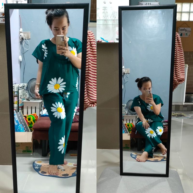 setelan pendek celana panjang katun rayon