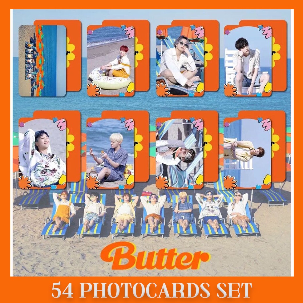 54pcs / Kotak Kartu Pos Lomo Kecil Desain BTS Butter Album Peach