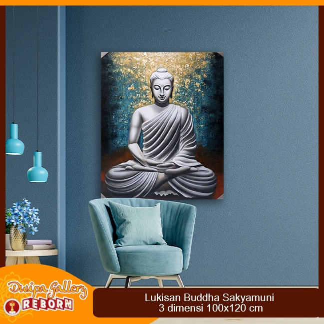 Lukisan / Painting Buddha Sakyamuni 3 Dimensi Kanvas 100x120 cm