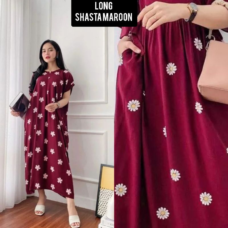Daster Panjang Semata kaki Busui Kekinian Non Ruffle  AFERO STORE-LONG(SHASTA MAROON)