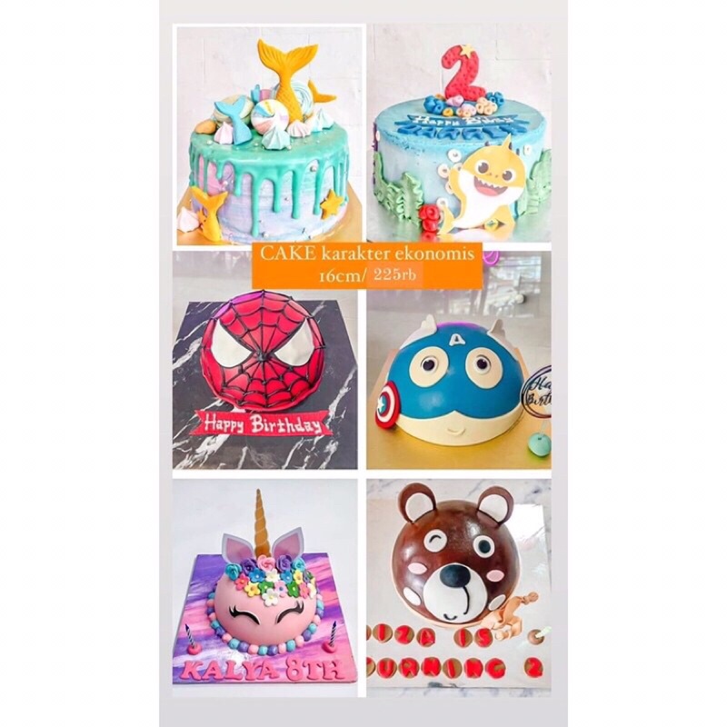 

Cake ultah karakter anak murah unicorn spiderman animal princess 16cm