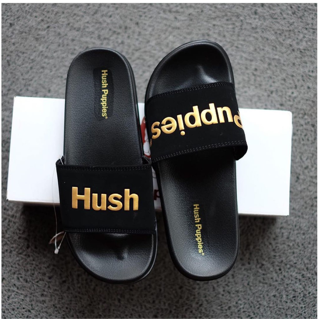 Sandal Hush Puppies Big Script Black Gold BNWB