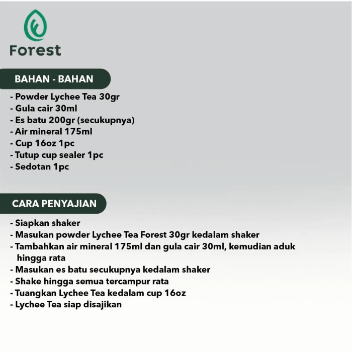 

Lainnya-Minuman-Bubuk- Bubuk Minuman Lychee Tea Powder 1000G - Forest Bubble Drink - Powdr+Bublewrap