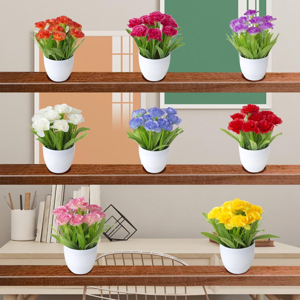 NM815 Bunga Plastik / Pajangan Bunga Artificial / Vas Bulat