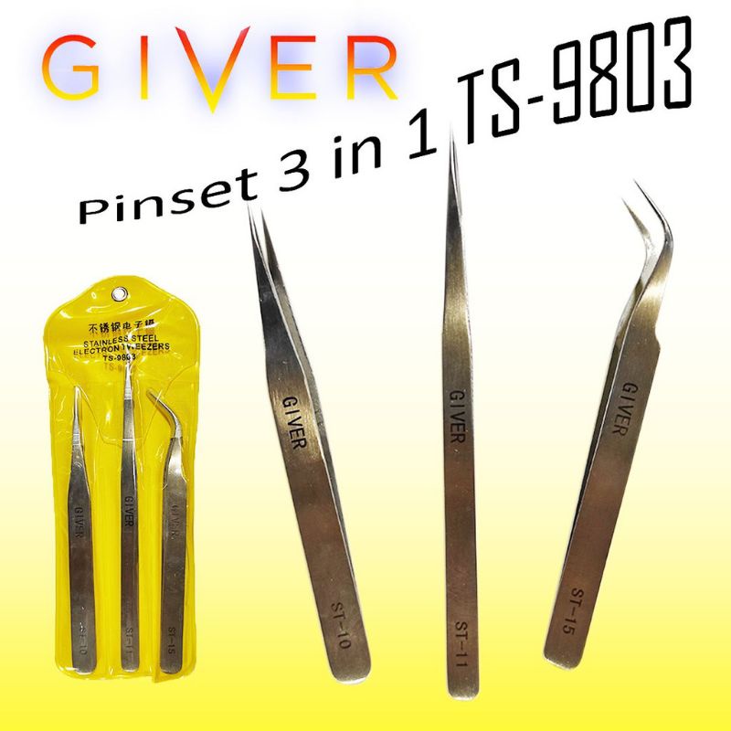 Pinset 3 in 1 TS-9803 | Alat Service GIVER ST 10 - 11 - 15