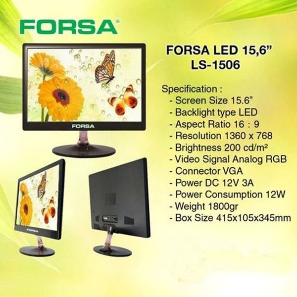 LED Monitor FORSA LS-1506 15.6 Inch HD VGA - Monitor FORSA LS1560