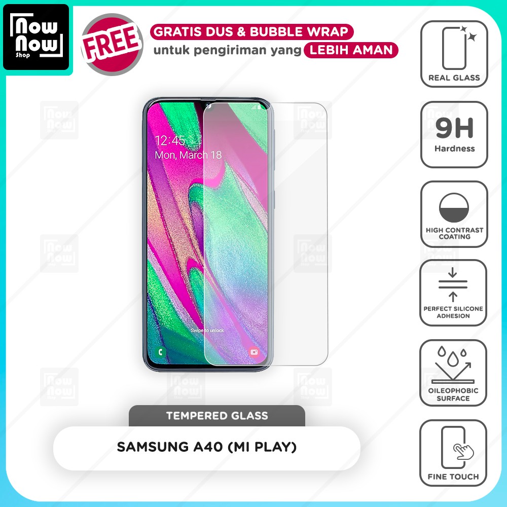 Tempered Glass Anti Gores Samsung A40 Mi Play Screen Guard Protector 9H Kaca Temperglass