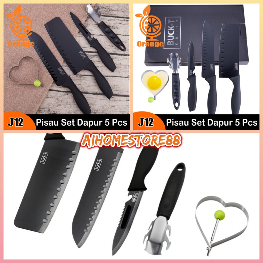 Pisau Dapur Pisau set Stainlees 5 Pcs in 1 + Cetakan telur Pisau set murah WHFURNITURE