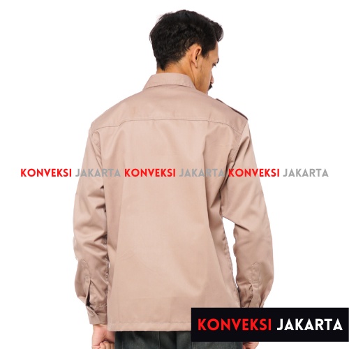 Baju Kemeja PDL Lengan Panjang Pria - Seragam Pakaian Kerja Dinas Lapangan Outdoor Gunung Warna Khaki - Konveksi Jakarta Official