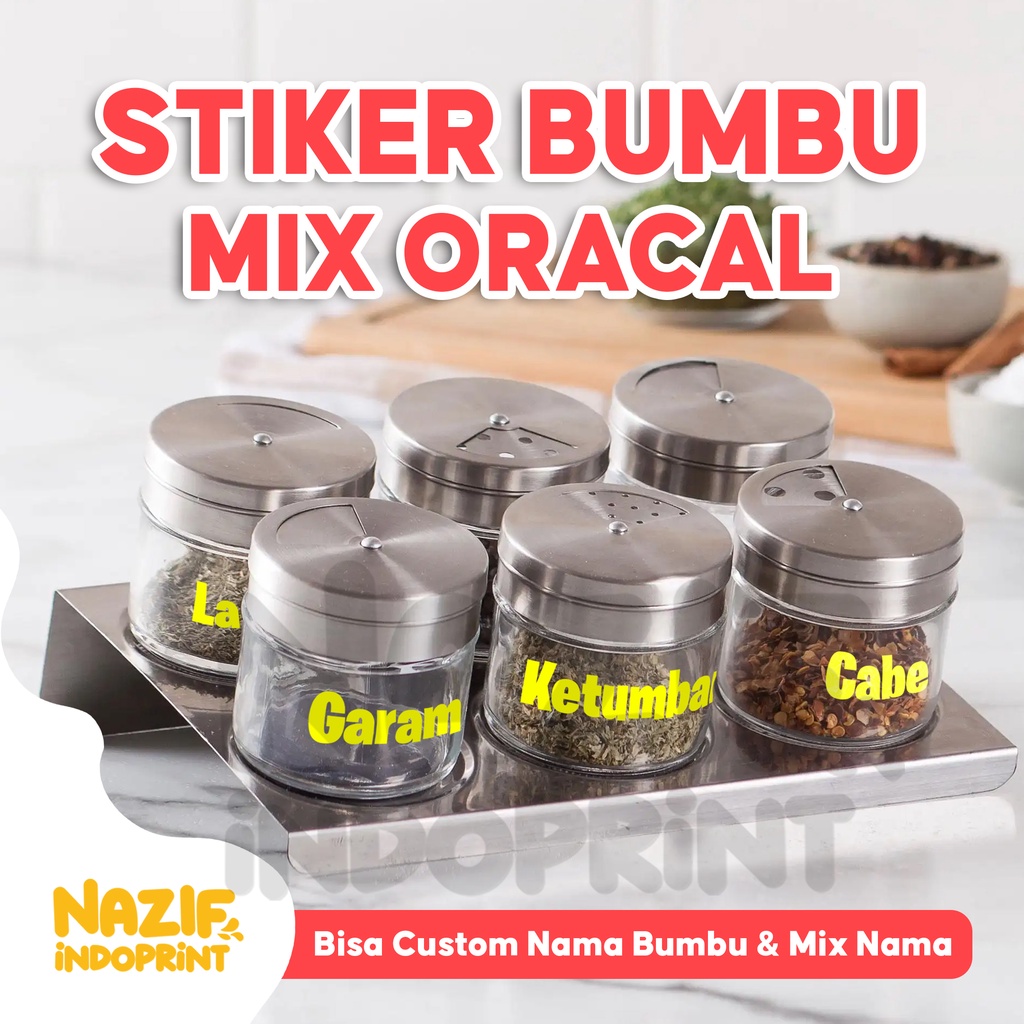 

Stiker Nama Bumbu Dapur Waterproof Vinyl Decal Oracal Stiker Nama Mix Bahan Oracal Murah / Stiker Nama Bumbu bisa mix nama mix bumbu