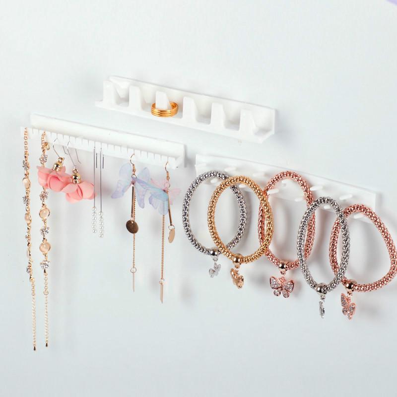9 Pcs / set Rak Penyimpanan Perhiasan Anting Cincin Kalung Model Gantung Dinding Dengan Perekat Untuk Rumah