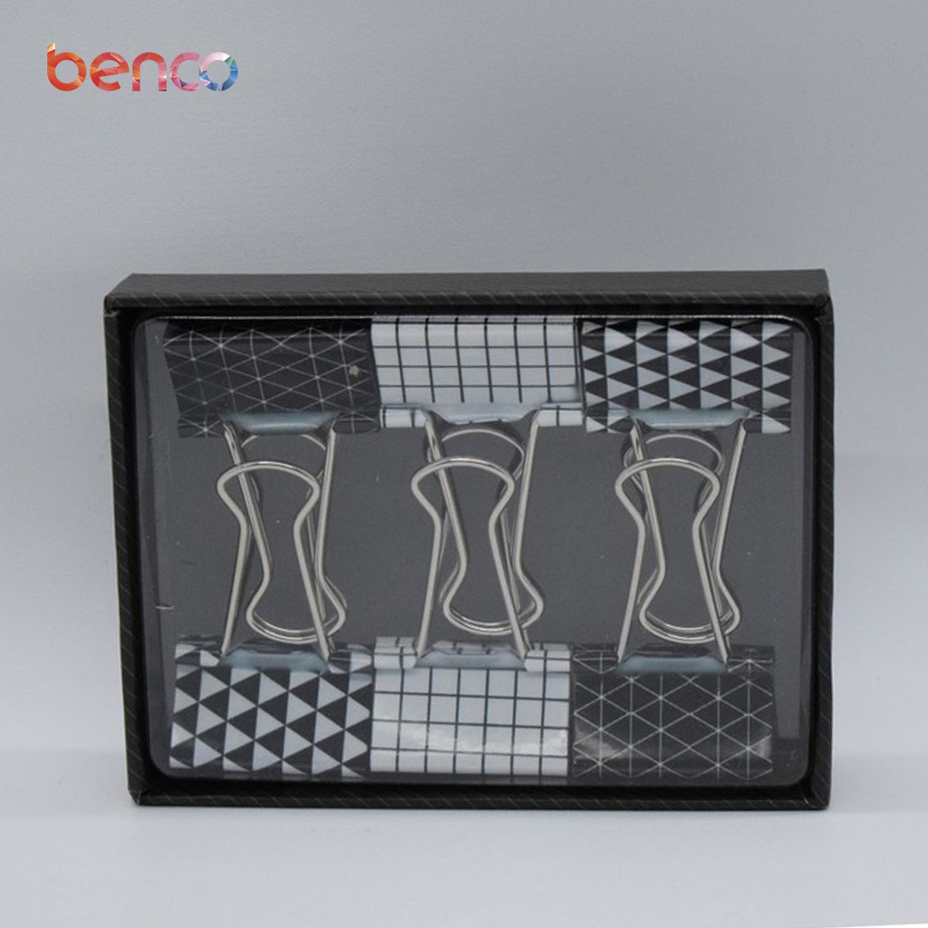 

BENCO Binder Clips Stainless Steel Motif Monokrom Hitam Putih Kekinian Isi 6 PCS