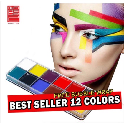 

9.9 MALL Face body painting art make up halloween 12 color oil base murah bagus