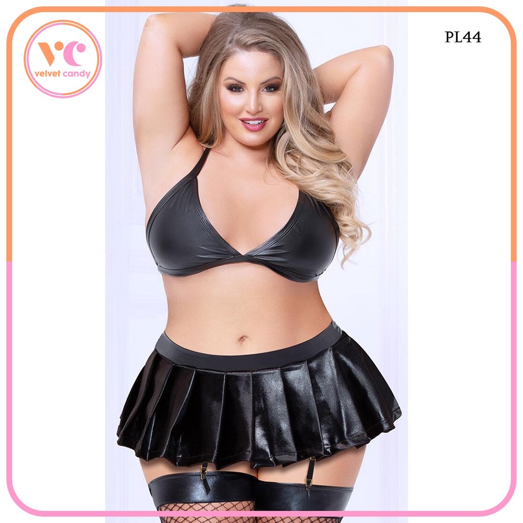 [KUALITAS PREMIUM] BAJU TIDUR FLARE SKIRT SEXY PREMIUM LINGERIE WANITA HITAM SATIN KILAP PL-AD44