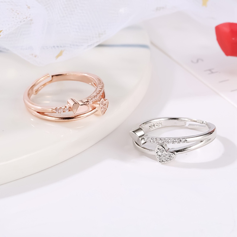 Fancyqube Cincin Model Terbuka Desain Hati Unik Untuk Wanita