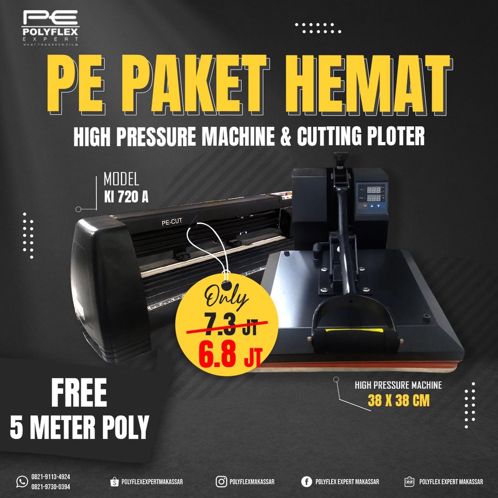 PAKET HEMAT MESIN CUTTING KI 720A DAN MESIN PRESS UKURAN 38*38
