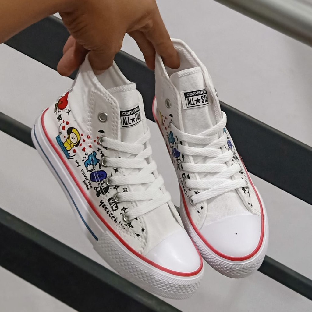 Sepatu anak Sneakers high boots BT21 import Fashion Casual Terbaru Murah laki laki dan Perempuan COD