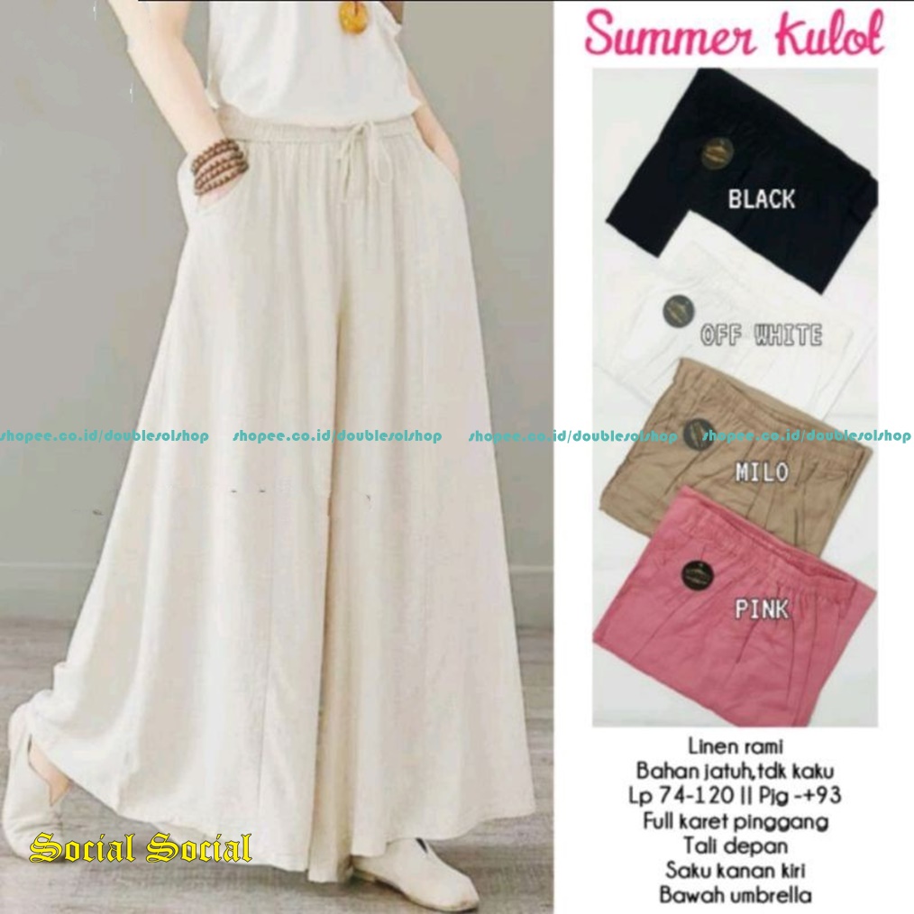 Trivia Kulot Linen Jumbo | Celana Kulot Linen Wanita Pinggang Kolor | Summer Kulot | Wideleg Linen P
