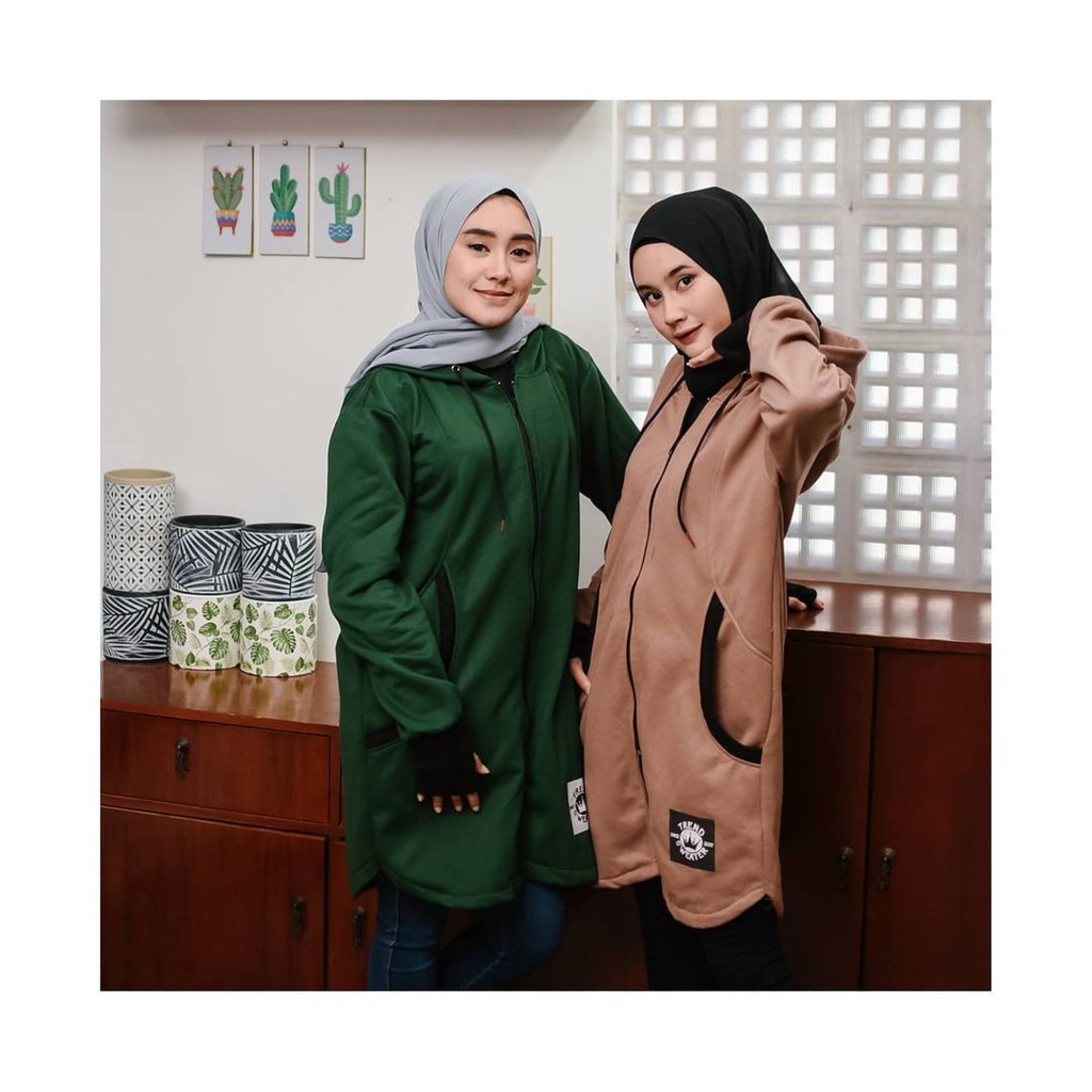 Long RH Zipper || Hoodie Hijaber || Sweater wanita #LRZ