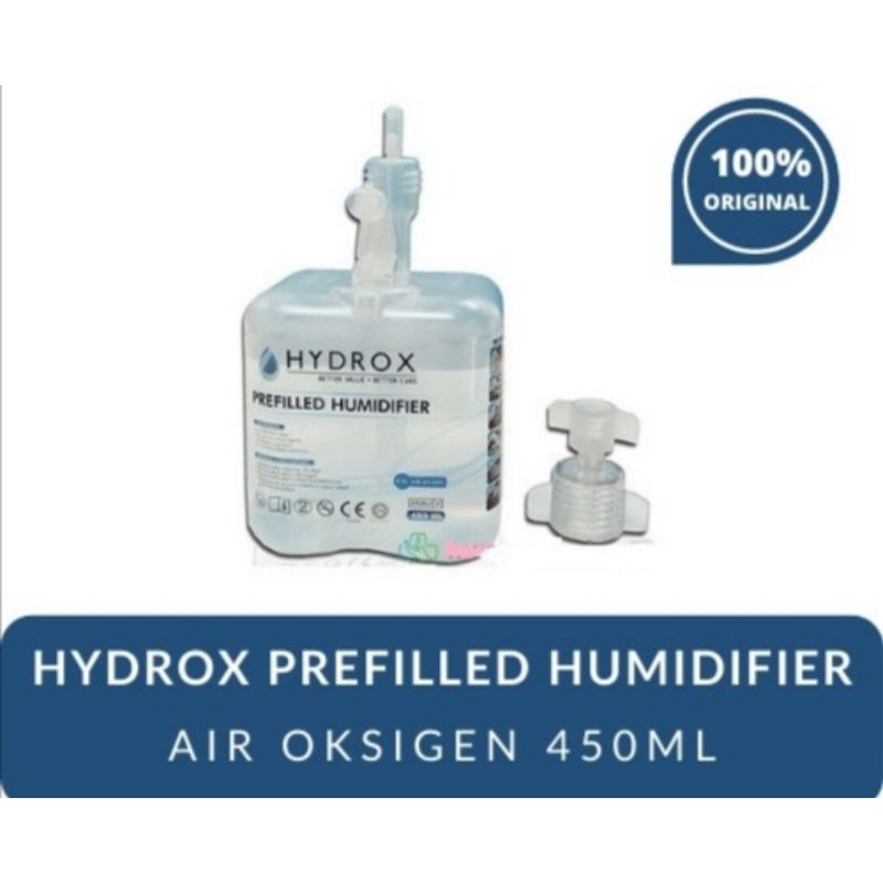 Hydrox Prefilled Humidifier Air Oksigen Concentrator Steril 450ml