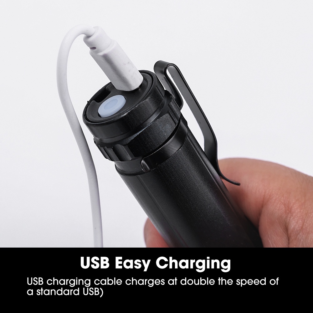 Senter LED Mini Portable Multifungsi Bentuk Pulpen Bahan Aluminum Alloy Dengan Port Charger USB