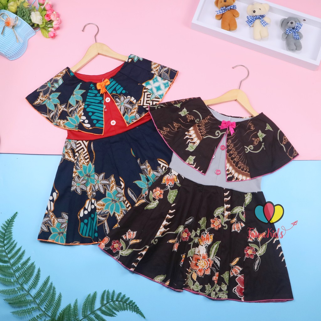 Dress Irene size 1-4 Tahun / Dres Batik Cape Baju Kensi Anak Perempuan Murah Cewek Katun Adem