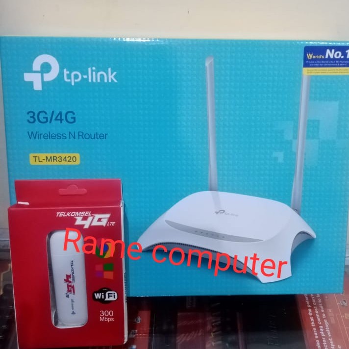 [ PAKET MURAH ROUTER ] TP-LINK TL-MR3420 2 antena + MODEM TELKOMSEL 4G WINGLE