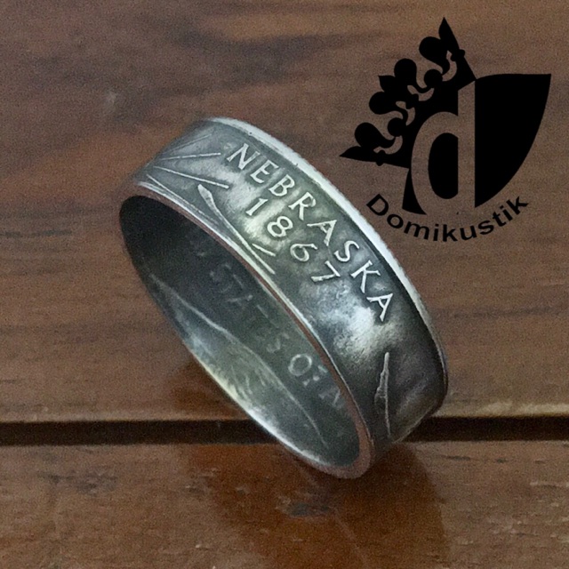 Cincin Koin Quarter Dollar USA - NEBRASKA 1867