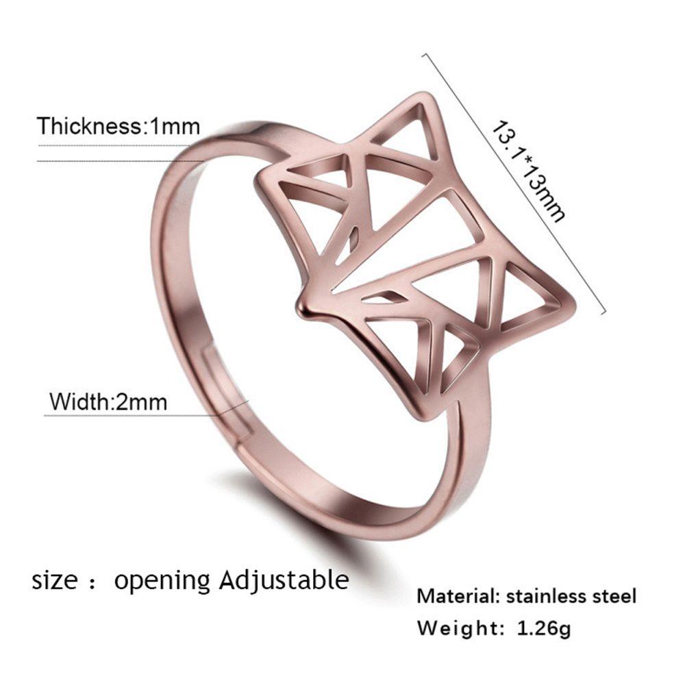 Preva Fox Cincin Emas Cincin Golden/Rose Perhiasan Emas Hewan Lucu Anti Karat