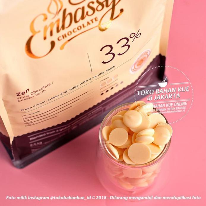 

EMBASSY CHOCOLATE - ZEN 33% 1KG WHITE COUVERTURE TULIP COKELAT PUTIH