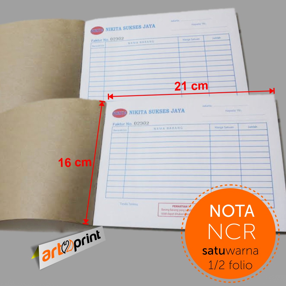 

Nota Faktur 1/2 Folio Cetak 1 Warna