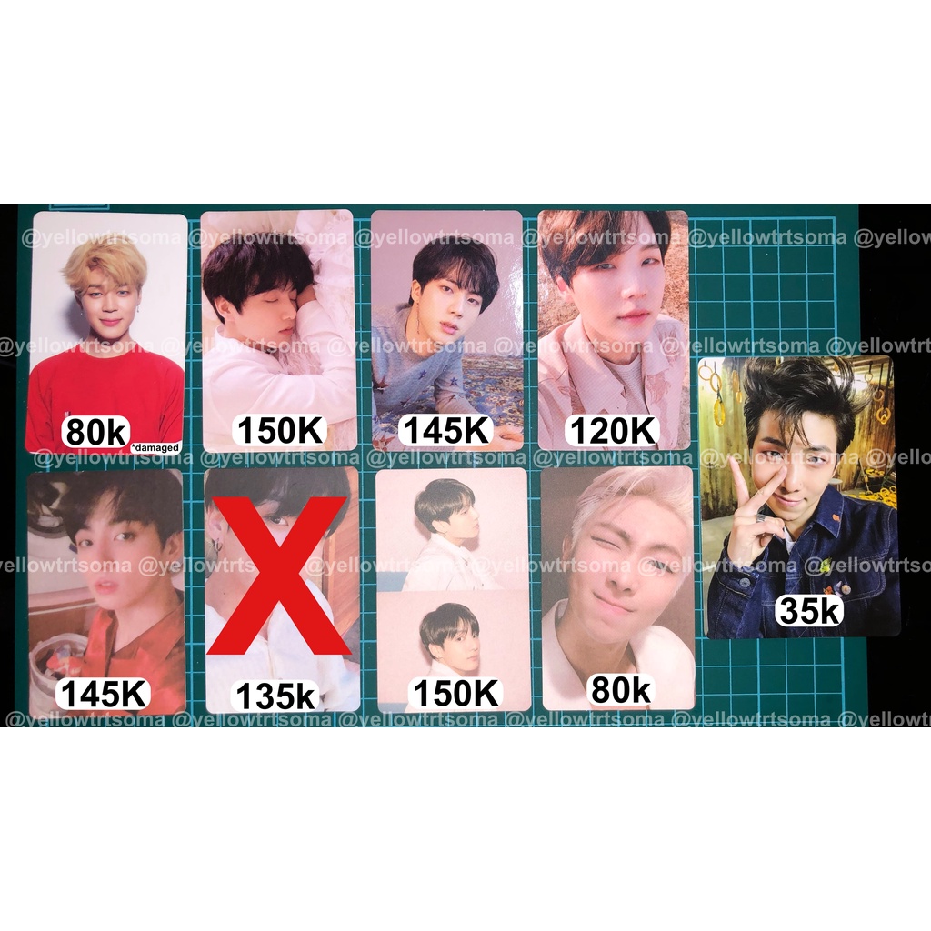 WTS WTB BTS OFFICIAL PC PHOTOCARDS CLEARANCE SALE JUNGKOOK TEAR U JIN TEAR O JK PERSONA V1 V2 V3 RM 