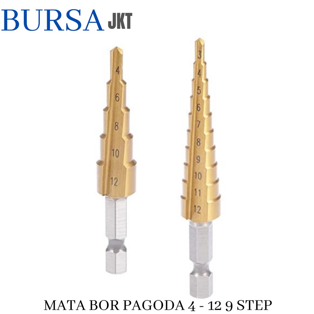 MATA BOR PAGODA STEP DRILL HSS 4 - 12 9 STEP KERUCUT